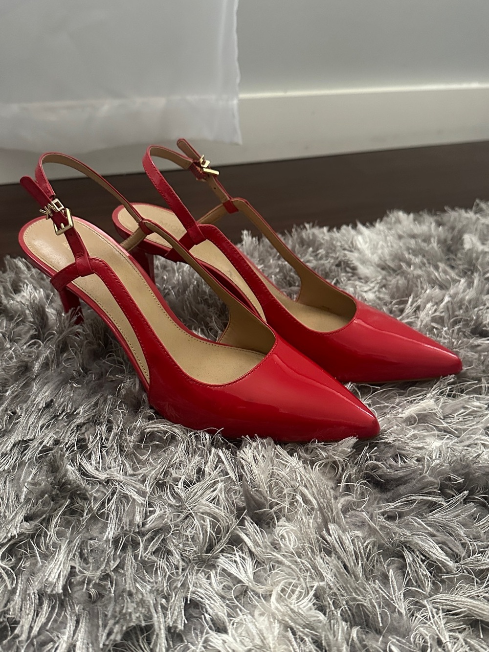 Michael Kors Red Patent Slingback Pointed Toe Heels